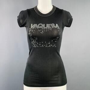VAQUERA Size M Grey Charcoal Cotton Blend Jersey Logo Embellishment T-Shirt